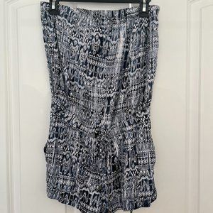 Strapless Blue and White Romper